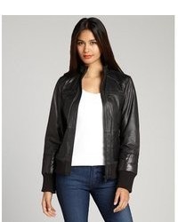 Marc New York Black Leather And Quilted Detail Nicki Bomber Jacket