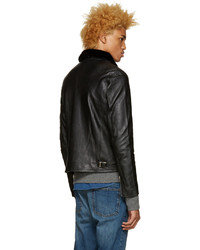 Nanamica Black Leather Cruiser Jacket