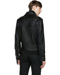 Saint Laurent Black Leather Fringed Jacket
