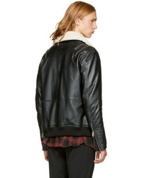 Diesel Black Leather L Feeder Jacket