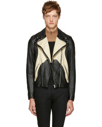 Saint Laurent Black Leather Python Jacket
