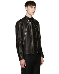 Maison Margiela Black Leather Zippered Jacket