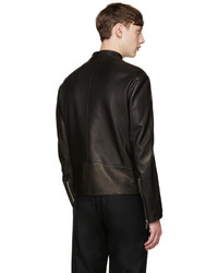Maison Margiela Black Leather Zippered Jacket