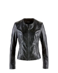 bpc bonprix collection Collarless Faux Leather Jacket In Black Size 16