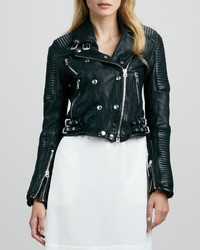Burberry Brit Ribbed Leather Moto Jacket