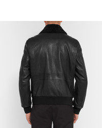 Burberry Brit Shearling Trimmed Textured Leather Jacket