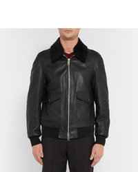 Burberry Brit Shearling Trimmed Textured Leather Jacket