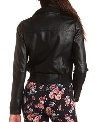 Charlotte Russe Cropped Faux Leather Bomber Jacket