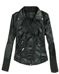 ChicNova Black Rivets Leather Jacket