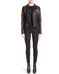 Versace Collection Asymmetrical Zip Leather Jacket