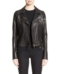 Versace Collection Asymmetrical Zip Leather Jacket