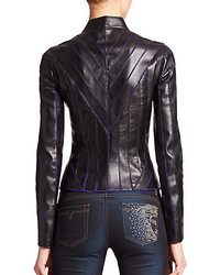 Versace Collection Piped Leather Moto Jacket