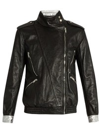 Saint Laurent Contrast Trim Leather Jacket