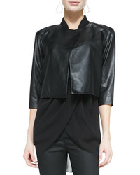 Eileen Fisher Cropped Drapey Leather Jacket