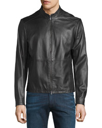 Armani Collezioni Cropped Leather Jacket Black