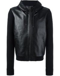 Dolce & Gabbana Jersey Sleeve Leather Jacket