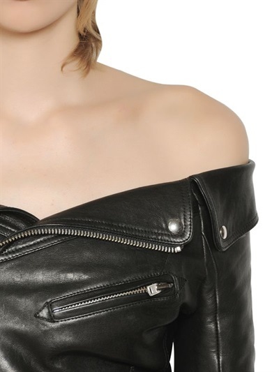 Faith Connexion Off The Shoulder Nappa Leather Jacket 2356 Luisaviaroma Lookastic 