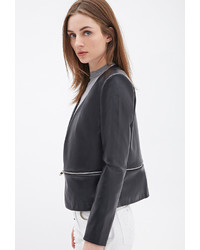 Forever 21 Faux Leather Collarless Jacket