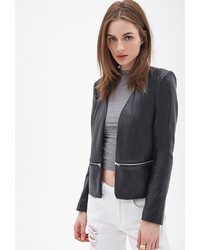 Forever 21 Faux Leather Collarless Jacket