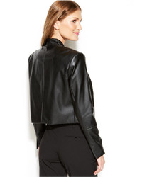 Calvin Klein Faux Leather Open Front Cropped Jacket