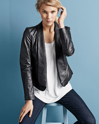 Neiman Marcus Fold Front Leather Jacket