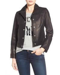Rebecca Minkoff Gide Crop Leather Trucker Jacket