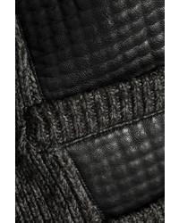 Maje Gommette Ribbed Knit And Faux Leather Jacket