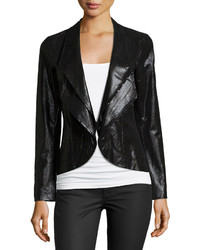 Grayse Double Collar Studded Faux Leather Jacket Black