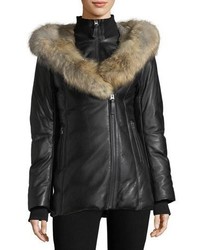 Mackage Ingrid Leather Jacket W Fur Collar