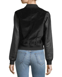 Rag & Bone Jean Camden Velveteen Varsity Jacket W Leather Sleeves
