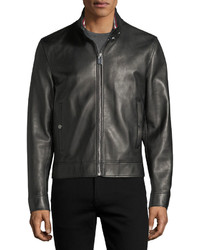 Bally Leather Cafe Racer Jacket Black