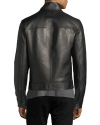 Bally Leather Cafe Racer Jacket Black