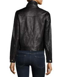Frame Leather Crop Jacket Black