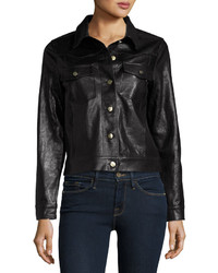 Frame Leather Crop Jacket Black