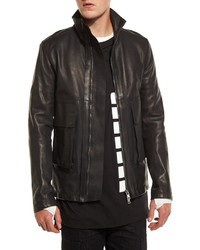 Helmut Lang Leather Funnel Neck Jacket Black