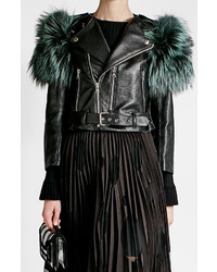 Marc Jacobs Leather Jacket With Fox Fur