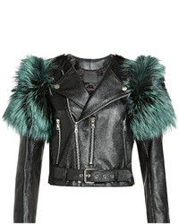 Marc Jacobs Leather Jacket With Fox Fur