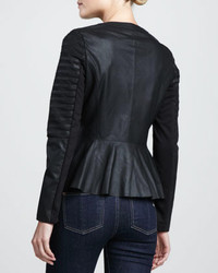 Bagatelle Leather Strips Peplum Jacket