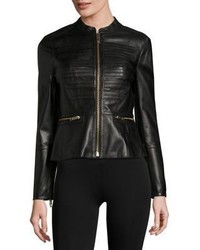 Burberry Leather Zip Front Jacket