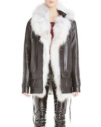 Anthony Vaccarello Long Leather Jacket With Removable Genuine Fox Fur Vest