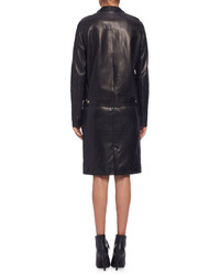 Lanvin Long Sleeve Braided Front Leather Jacket Black