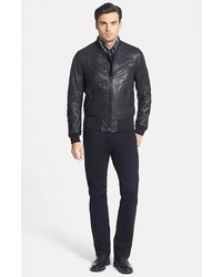 Schott NYC Ma 1 Slim Fit Leather Jacket