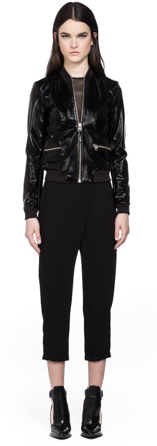 Mackage Katie Black Bomber Leather Jacket, $590 | Mackage | Lookastic