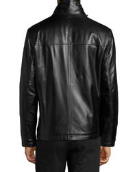 Andrew Marc Marc New York By Salem Zip Front Leather Jacket Jet Black