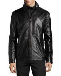Andrew Marc Marc New York By Salem Zip Front Leather Jacket Jet Black