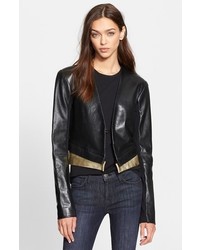 Veda Marie Leather Jacket With Foiled Zip Off Hem