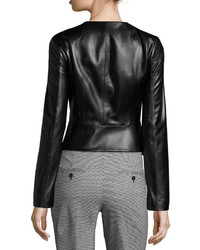 Michael Kors Michl Kors Collection Modern Leather Peplum Jacket Black