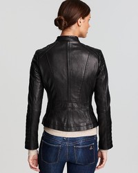KORS Michl Zip Detail Moto Leather Jacket