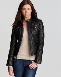 KORS Michl Zip Detail Moto Leather Jacket