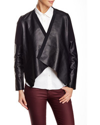 Twelfth Street By Cynthia Vincent Mixed Media Leather Sleeve Jacket